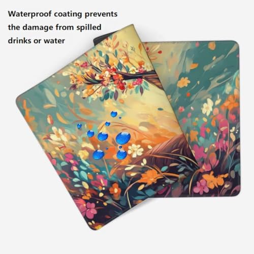 Mauspad XXL 1000x500mm, Hirsch Mousepad XXL Mauspad Gaming Blumenmuster Mouse Pad mit Genähten Kanten, Rutschfest und Wasserabweisend Schreibtisch Unterlage Groß Desk Mat für Tastatur und Maus -MP700 Bild 4