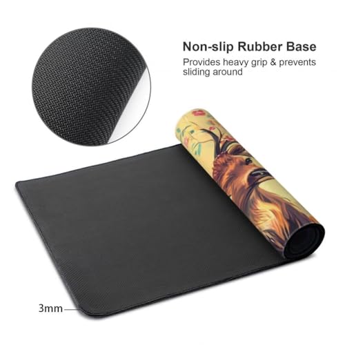 Mauspad XXL 1000x500mm, Hirsch Mousepad XXL Mauspad Gaming Blumenmuster Mouse Pad mit Genähten Kanten, Rutschfest und Wasserabweisend Schreibtisch Unterlage Groß Desk Mat für Tastatur und Maus -MP700 Bild 7