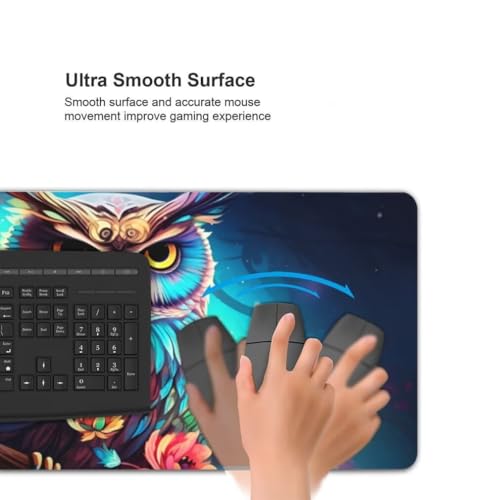 Mauspad XXL 1000x500mm, Eule Mousepad XXL Mauspad Gaming Blumen Mouse Pad mit Genähten Kanten, Rutschfest und Wasserabweisend Schreibtisch Unterlage Groß Desk Mat für Tastatur und Maus -MP696 Bild 4