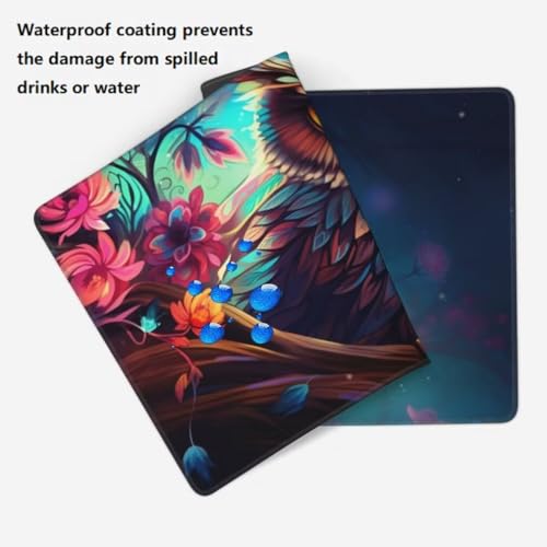 Mauspad XXL 1000x500mm, Eule Mousepad XXL Mauspad Gaming Blumen Mouse Pad mit Genähten Kanten, Rutschfest und Wasserabweisend Schreibtisch Unterlage Groß Desk Mat für Tastatur und Maus -MP696 Bild 6