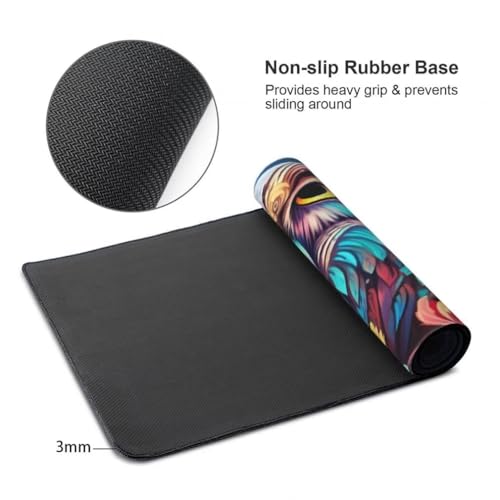 Mauspad XXL 1000x500mm, Eule Mousepad XXL Mauspad Gaming Blumen Mouse Pad mit Genähten Kanten, Rutschfest und Wasserabweisend Schreibtisch Unterlage Groß Desk Mat für Tastatur und Maus -MP696 Bild 7