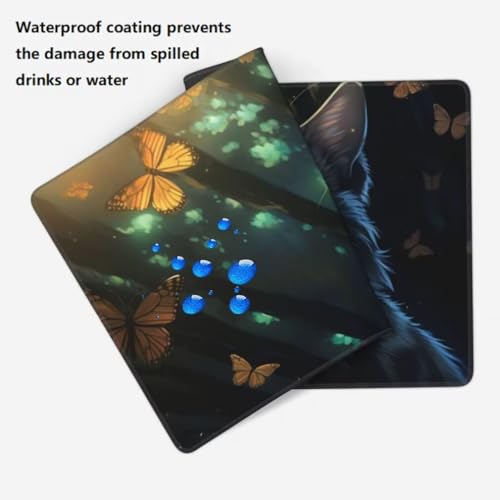 Mauspad XXL 1000x500mm, Katze Mousepad XXL Mauspad Gaming Schmetterling Mouse Pad mit Genähten Kanten, Rutschfest und Wasserabweisend Schreibtisch Unterlage Groß Desk Mat für Tastatur und Maus -MP710 Bild 4