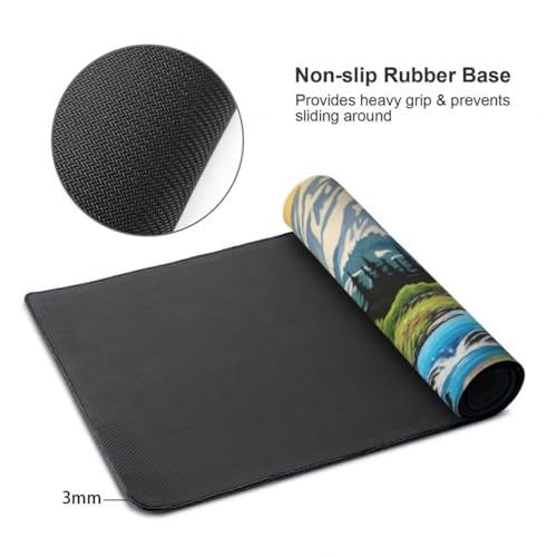 Mauspad XXL 1000x500mm, Schneebedeckter Berg Mousepad XXL Mauspad Gaming Flussbär Mouse Pad mit Genähten Kanten, Rutschfest Schreibtisch Unterlage Groß Desk Mat für Tastatur, Maus, PC Zubehör -MP734 Bild 7