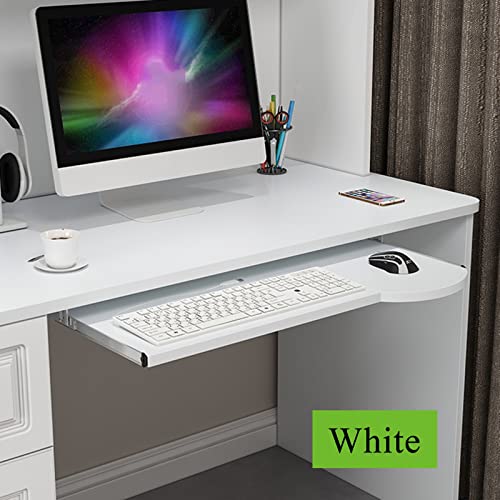 Verstellbare Tastaturablage unter dem Schreibtisch – benutzerdefiniertes Tastenkappen-Set, Ablage, Schiebeplattform für Tastatur und Maus, 60 x 26 cm, ideal für Home Office und Gaming, Weiß Bild 3