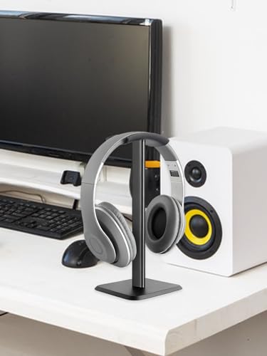 Kopfhörerständer mit Aluminiumstange, flexibler Kopfstützenhalter, ABS-Kunststoff, massiver Sockel, schwarzer Schreibtisch-Organizer für Gaming-Headset Bild 3
