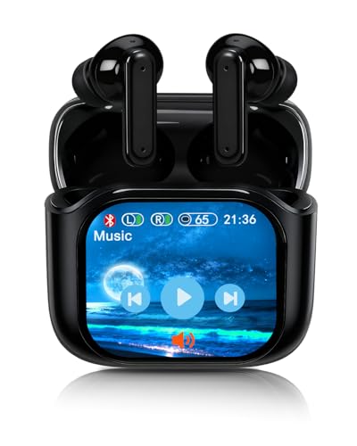 Bluetooth Kopfhörer, In Ear Kopfhörer Bluetooth Noise Cancelling, Ohrhörer mit Display, ANC Kopfhörer Interaktive Bildschirm, Bluetooth 5.4, Hi-Fi Stereo für Gaming Working Sports (Schwarz) Bild 1