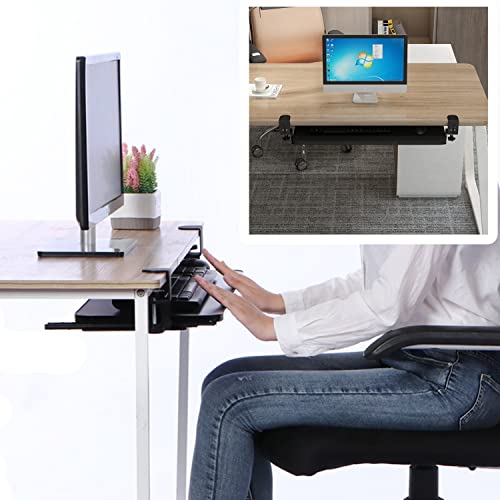 Tastaturablage unter dem Schreibtisch – ausziehbare Plattform für Tastatur und Maus, natürliches Finish, 52,1 x 24,9 cm – ergonomische platzsparende Lösung für Home Office & Gaming Setup Bild 6