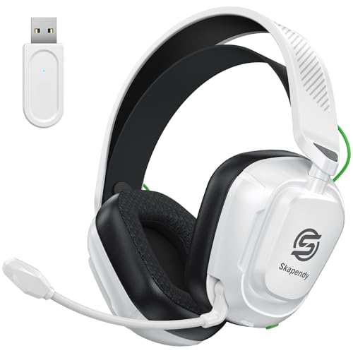 2,4GHz Wireless Gaming Headset für PS5, PS4, Switch, Mac, PC, Ultra-Niedriglatenz, 50+ Std. Batterie, Stereo Sound Bluetooth Gaming Kopfhörer mit Noise-Canceling Mikrofon, Helles Schwarz Weiß Bild 1