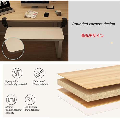 Benutzerdefiniertes Tastenkappen-Set – Tastaturablage unter dem Schreibtisch, ausziehbare Tastaturablage mit Schubladen für Mäuse – Schwarz, 65 x 24 cm, perfekt für Heimbüro und Gaming-Setup Bild 6