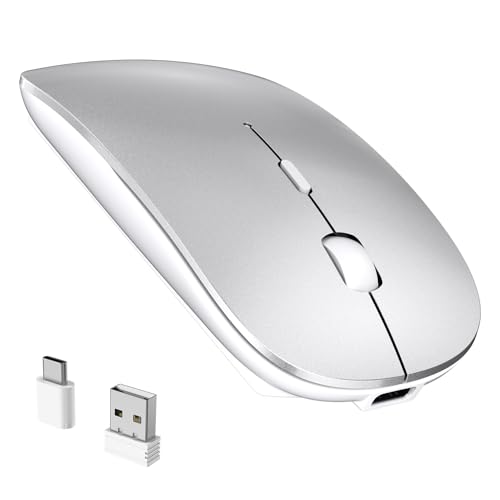 RaceGT Maus Kabellos USB-C & USB-A, Mouse Aufladbar 2,4GHz Leise klick 3 Adjustable DPI Level mit 4 Tasten, mit EIN Aus Schalter für Computer Laptop PC MacbookPro/Air Chromebook Bild 1