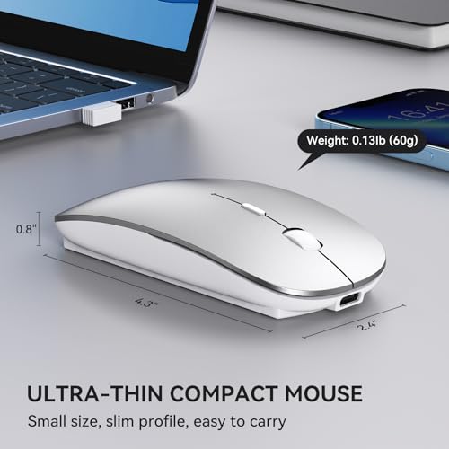 RaceGT Maus Kabellos USB-C & USB-A, Mouse Aufladbar 2,4GHz Leise klick 3 Adjustable DPI Level mit 4 Tasten, mit EIN Aus Schalter für Computer Laptop PC MacbookPro/Air Chromebook Bild 3