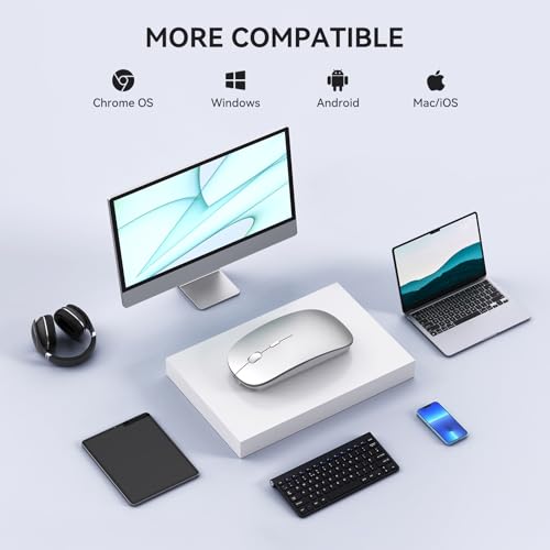 RaceGT Maus Kabellos USB-C & USB-A, Mouse Aufladbar 2,4GHz Leise klick 3 Adjustable DPI Level mit 4 Tasten, mit EIN Aus Schalter für Computer Laptop PC MacbookPro/Air Chromebook Bild 7