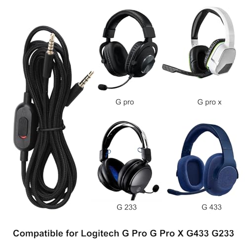 TNSLAND Kopfhörerkabel 2m Ersatzkabel für Gaming-Headsets, Flexibles Audio Kabel, Geeignet für Logitech G Pro, G Pro X, G433, G233 und Weitere Headsets mit Lautstärkeregler Bild 2