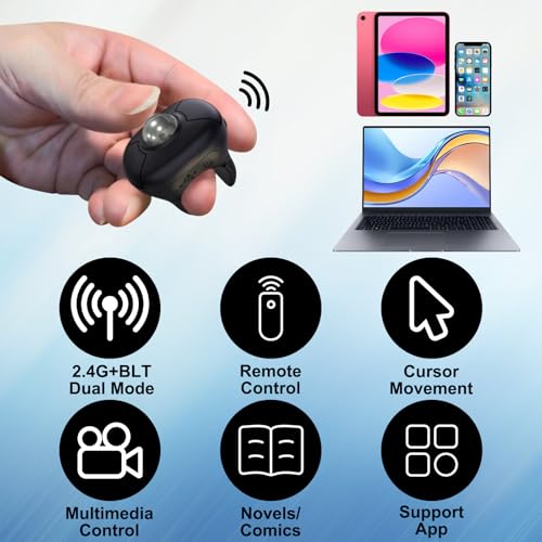 Kabellose Trackball Maus,2,4 G + BLT-Fingerring Maus für Besprechungsraum,Multimedia-Klassenzimmer,Steuerung Mobiler Anwendungen,Fahrzeuginformationssystem,Remote-Mäuse für PC/Android/MAC Bild 2