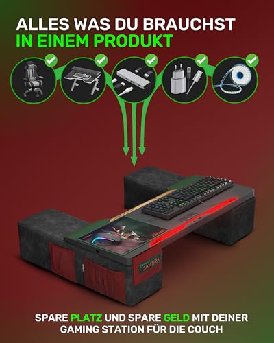 Couchmaster CYCON³ Samurai Edition mit Horizonlight-Stange, ultimativer ergonomischer USB-Hub, Gaming-Schreibtisch für Couch und Bett, kompatibel mit Allen Tastaturen und Maus/Mäusen, Laptops, PCs Bild 6
