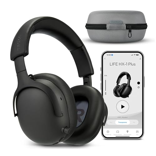 MEDION Over Ear Kopfhörer HX-1 Plus (kabellos, Feed Forward Noise Cancelling, Bluetooth 6.0, Wireless, 5+1 EQ Presets, bis zu 100 Stunden Akkulaufzeit, IPX4 Spritzwasserschutz) schwarz Bild 1