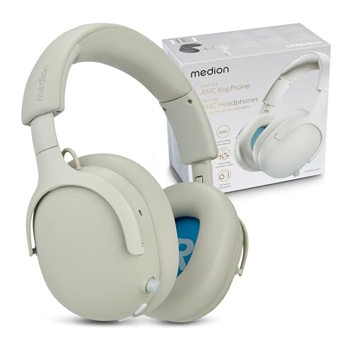 MEDION Over Ear Kopfhörer HX-1 Plus (kabellos, Feed Forward Noise Cancelling, Bluetooth 6.0, Wireless, 5+1 EQ Presets, bis zu 100 Stunden Akkulaufzeit, IPX4 Spritzwasserschutz) Monochrome Bild 1