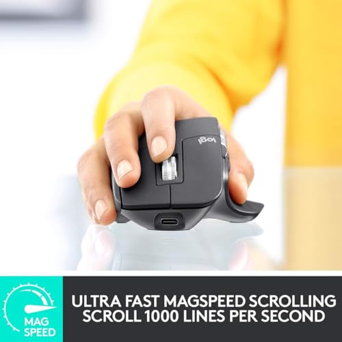 Logitech MX Master 3 - Leistungsstarke kabellose Bluetooth Maus, Fast Scrolling, Bluetooth und 2.4 GHz Verbindung via USB-Empfänger, für Windows/Linux/Chrome/Mac- Graphit, [Bulk - Ohne Verpackung] Bild 3