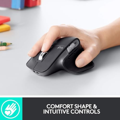 Logitech MX Master 3 - Leistungsstarke kabellose Bluetooth Maus, Fast Scrolling, Bluetooth und 2.4 GHz Verbindung via USB-Empfänger, für Windows/Linux/Chrome/Mac- Graphit, [Bulk - Ohne Verpackung] Bild 5