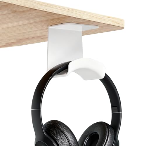 Kopfhörerhaken zum Aufhängen, Headset-Halter mit starkem Klebepad, platzsparende Halterung für Schreibtisch/Wand/Computer, kompatibel mit Over-Ear/On-Ear-Kopfhörern, Weiß Bild 1