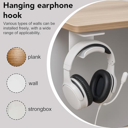 Kopfhörerhaken zum Aufhängen, Headset-Halter mit starkem Klebepad, platzsparende Halterung für Schreibtisch/Wand/Computer, kompatibel mit Over-Ear/On-Ear-Kopfhörern, Weiß Bild 5