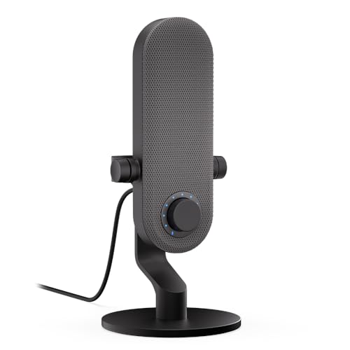 KRUX Pin, USB PC Mikrofon, Plug & Play, GAIN Regler, Mute Touch Taste, austauschbare frontblende, 3,5 mm minijack mopfhörerausgang, USB Typ C Anschluss, Stabiler standfuß, Farbe: schwarz Bild 1