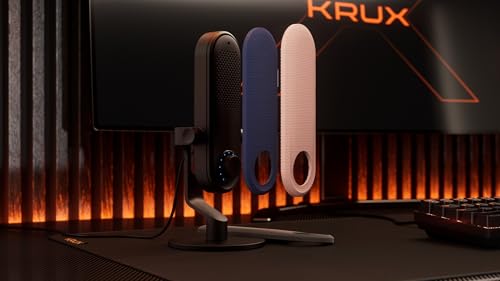 KRUX Pin, USB PC Mikrofon, Plug & Play, GAIN Regler, Mute Touch Taste, austauschbare frontblende, 3,5 mm minijack mopfhörerausgang, USB Typ C Anschluss, Stabiler standfuß, Farbe: schwarz Bild 7