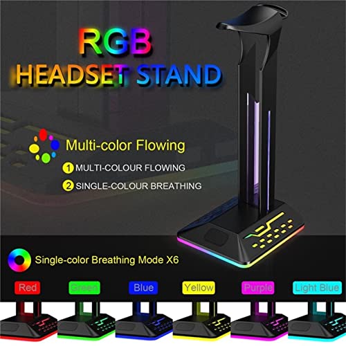 Kopfhörerständer, Kopfhörer-Aufhänger, Headset-Ständer, RGB-Kopfhörerhalter, Rack, Gamer-Headset-Display-Ständer, Typ-C-Eingang, Dual-USB-Ausgang Bild 4