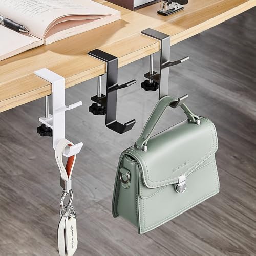 1 x Kopfhörerständer, Schreibtischkanten-Aufhängehaken, mit verstellbarer Armklemme, Geldbörsenhalter, für Gaming-Headset, Büro, Tassen und Kopfhörer (Doppelhaken, grau) Bild 2