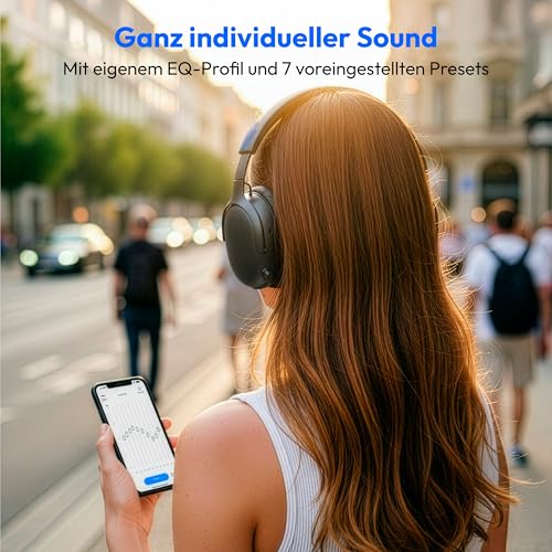 MEDION Over Ear Kopfhörer HX-1 Pro (kabellos, Hybrid Active Noise Cancelling ANC, Bluetooth 6.0, Wireless, 7+1 EQ Presets, bis zu 190 Stunden Akkulaufzeit, IPX4 Spritzwasserschutz) urban anthrazit Bild 3