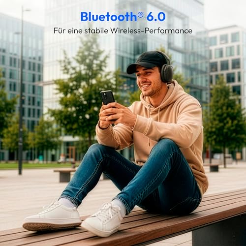MEDION Over Ear Kopfhörer HX-1 Pro (kabellos, Hybrid Active Noise Cancelling ANC, Bluetooth 6.0, Wireless, 7+1 EQ Presets, bis zu 190 Stunden Akkulaufzeit, IPX4 Spritzwasserschutz) urban anthrazit Bild 5