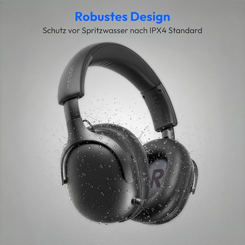 MEDION Over Ear Kopfhörer HX-1 Pro (kabellos, Hybrid Active Noise Cancelling ANC, Bluetooth 6.0, Wireless, 7+1 EQ Presets, bis zu 190 Stunden Akkulaufzeit, IPX4 Spritzwasserschutz) urban anthrazit Bild 6