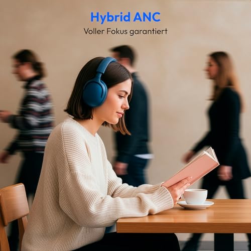 MEDION Over Ear Kopfhörer HX-1 Pro (kabellos, Hybrid Active Noise Cancelling ANC, Bluetooth 6.0, Wireless, 7+1 EQ Presets, bis zu 190 Stunden Akkulaufzeit, IPX4 Spritzwasserschutz) blau Bild 4