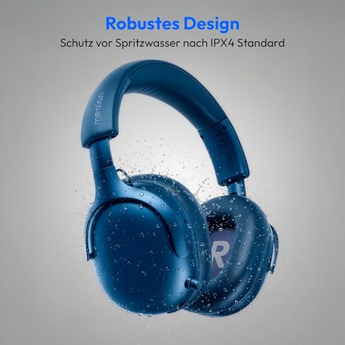 MEDION Over Ear Kopfhörer HX-1 Pro (kabellos, Hybrid Active Noise Cancelling ANC, Bluetooth 6.0, Wireless, 7+1 EQ Presets, bis zu 190 Stunden Akkulaufzeit, IPX4 Spritzwasserschutz) blau Bild 6