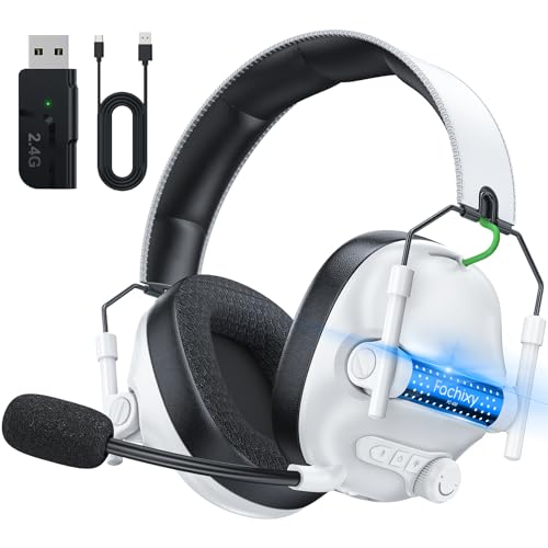 FC400 Wireless Gaming Headset, 2.4GHz Gaming Kopfhörer Kabellos mit Mikrofon für PS5, PS4, PC, Switch, Bluetooth 5.4 Gaming Headset, Geringe Latenz Noise Cancelling, mit LED Licht, 50H Akkulaufzeit Bild 1