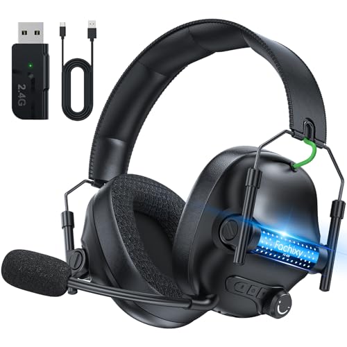 FC400 Wireless Gaming Headset, 2.4GHz Gaming Kopfhörer Kabellos mit Mikrofon für PS5, PS4, PC, Switch, Bluetooth 5.4 Gaming Headset, Geringe Latenz Noise Cancelling, mit LED Licht, 50H Akkulaufzeit Bild 1