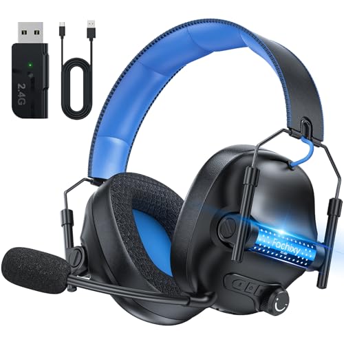 FC400 Wireless Gaming Headset, 2.4GHz Gaming Kopfhörer Kabellos mit Mikrofon für PS5, PS4, PC, Switch, Bluetooth 5.4 Gaming Headset, Geringe Latenz Noise Cancelling, mit LED Licht, 50H Akkulaufzeit Bild 1