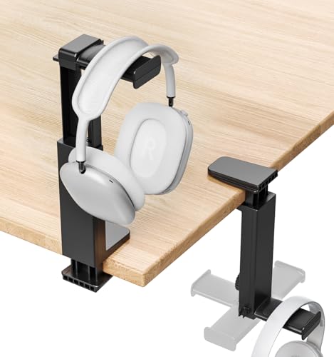 Universelle Headset Halterung, Tisch- oder Untertisch höhenverstellbarer Kopfhörer Halter mit Tischklemme (Dicke bis zu 5 cm), 360° drehbarer Headset Ständer mit Kabelclip für Gaming Zubehör Bild 1