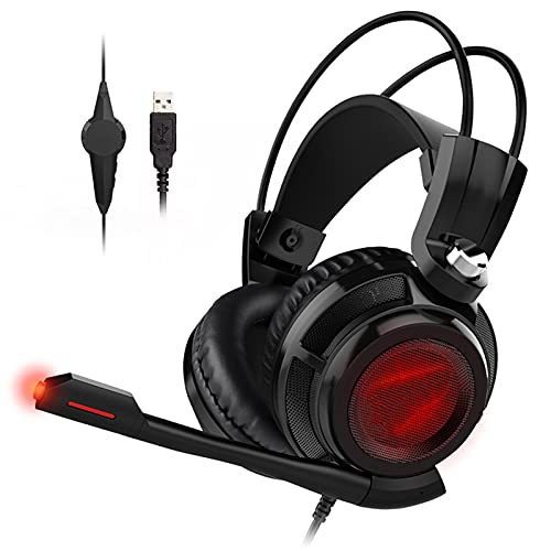 Gaming-Headset MIT USB-Kabel, 7,1-Kanal-Surround-gesunden und OmnidireKtionalem Mikrofon, Over-Over-E-Kopfhörer-MIT RGB-lichtt, BeeinIndruckende Gaming-Erlebnis (Black) Bild 6
