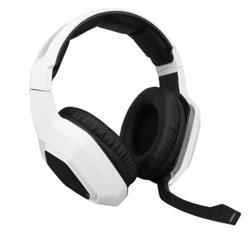 Alomejor Kabelloses Gaming-Headset, Aktive Geräuschunterdrückung, Echtzeit-Gaming-Sound, 2,4 G, 3,5 Mm Kabelverbindung, Gamer-Headset für PC-Kopfhörer (White) Bild 2