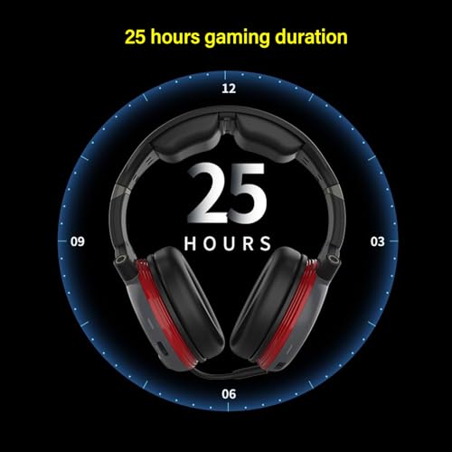 Jectse PC-Gaming-Headset, Stereo-Gaming-Koopfhörer-MIT 7.1 Virtueller Surround-Sound, 2,4 G Kabellose Over-Ear-Chopfhörer MIT Geräuschunterdruckendem Mikrofon, für PC-Laptop-Schicht-Schicht Bild 2