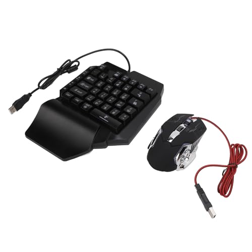 Alomejor Halbhand-Gaming-Tastatur und Maus-Kombination, Einfach zu Bedienende -Gaming-Tastatur mit Hintergrundbeleuchteter Maus, Breite Anwendung in Zuhause, Schlafzimmer, ABS-Kunststoff Bild 1