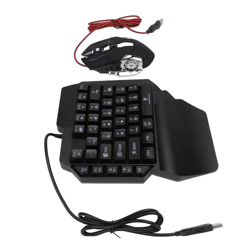 Alomejor Halbhand-Gaming-Tastatur und Maus-Kombination, Einfach zu Bedienende -Gaming-Tastatur mit Hintergrundbeleuchteter Maus, Breite Anwendung in Zuhause, Schlafzimmer, ABS-Kunststoff Bild 7