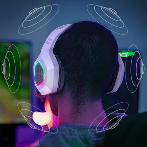 Alomejor Gaming-Headset, Geringe Latenz, Dual-Modus, Leistung, 2,4 G, Kabellos, Aktive Geräuschunterdrückung, Mobiles Kabelloses PC-Gaming-Headset (White) Bild 4