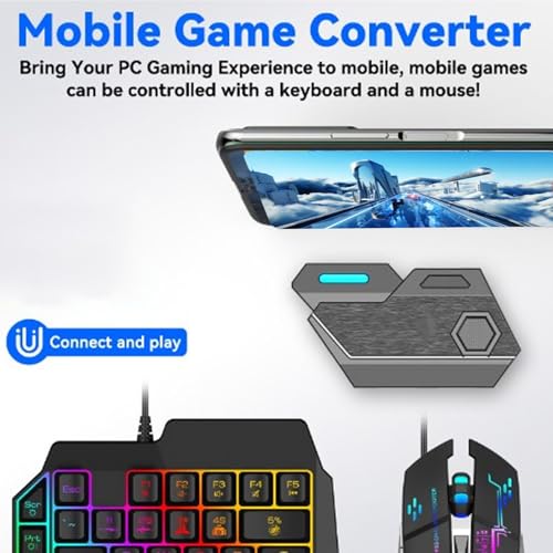 Alomejor Gaming-Tastatur-Maus-Kombination mit Einhand-Lag-Mobile-Game-Konverter für ABS-Kunststoff Bild 3
