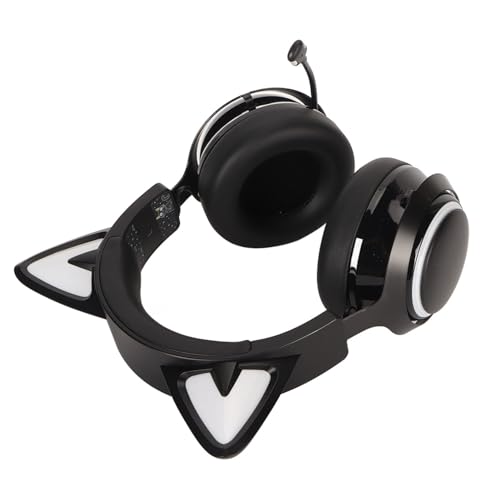 AKLOSIPY Cat-Ear-Gaming-Headset mit 3D-Surround-Sound, RGB-Beleuchtung und Drehbarem Mikrofon für PC – Kopfhörer (#11) Bild 2