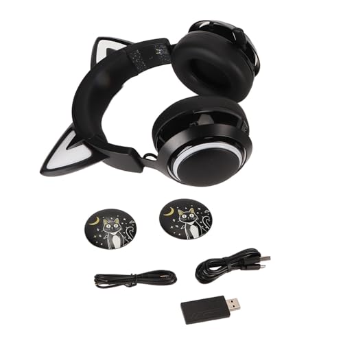 AKLOSIPY Cat-Ear-Gaming-Headset mit 3D-Surround-Sound, RGB-Beleuchtung und Drehbarem Mikrofon für PC – Kopfhörer (#11) Bild 6