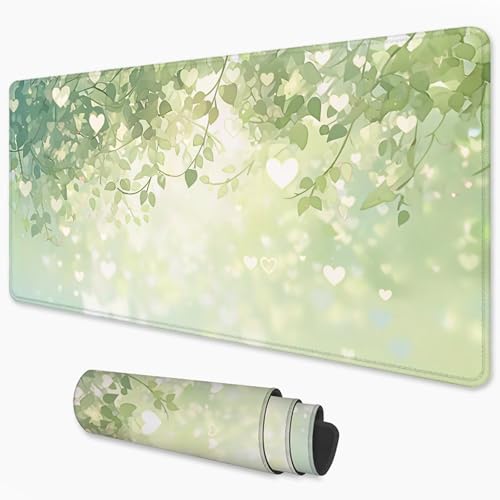 Gaming Mauspad Grün Mousepad xxl 1000x500 mm, Anti-Rutsch Mauspad Blatt mit Glatte Wasserdicht Oberfläche Verbessert Geschwindigkeit und Präzision, Schreibtischmatte für Tastatur und Maus 3Y-566 Bild 1