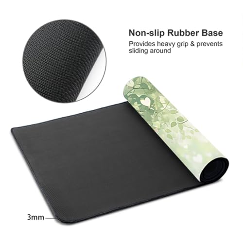 Gaming Mauspad Grün Mousepad xxl 1000x500 mm, Anti-Rutsch Mauspad Blatt mit Glatte Wasserdicht Oberfläche Verbessert Geschwindigkeit und Präzision, Schreibtischmatte für Tastatur und Maus 3Y-566 Bild 3