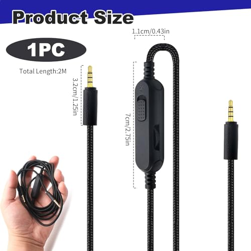 Headset Kabel Ersatz kompatibel mit Logitech G433 G233 G Pro G Pro X 3,5 mm Kopfhörer Audiokabel Gaming Headset Lautstärke Mikrofonsteuerung Kabel Schwarz 2M(6.56ft) Bild 2